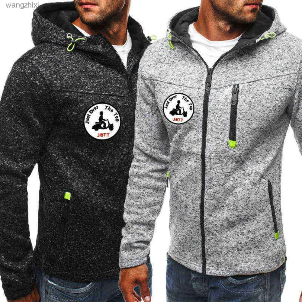 2021 Otoño Invierno Cálido Deportes Hombres Suéter Manga larga Ocio Jott Impreso Cordón Sudadera con capucha Moda Cremallera Abrigo