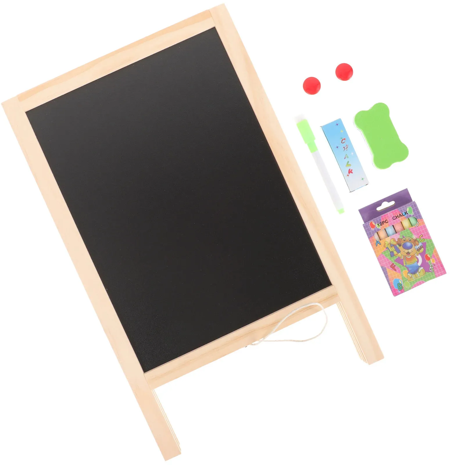 Toyvian Chalkboard Decor Standing Art Easel DoubleSided Wooden Blackboard Drawing Magnetic Whiteboard Board 240227