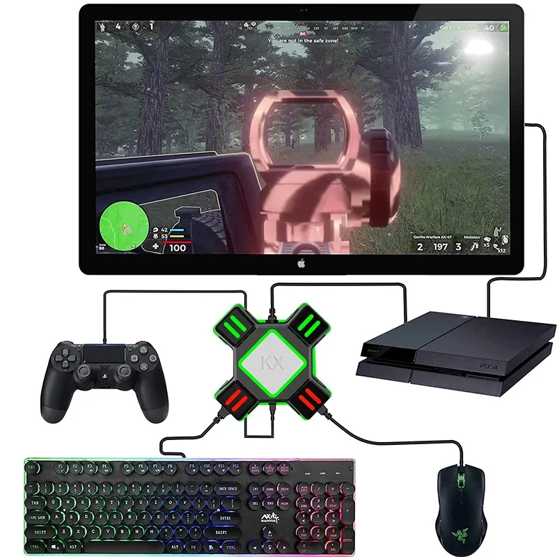 Convertisseur de contrôleur de manette de jeu pour PS5, adaptateur de clavier et de souris pour Xbox One, émulateur de commutateur, prise en charge des accessoires de jeu FPS