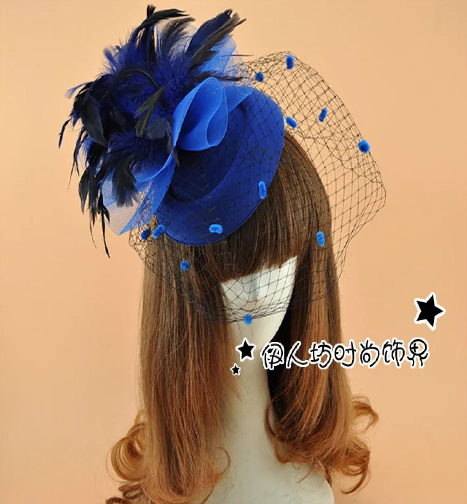 Affascinante cappello Kate Middleton Cappello da sposa Multi colori Piuma Carino Lana Accessori da sposa Cappelli da sposa per donne Cappelli Fascinator Bi9680046