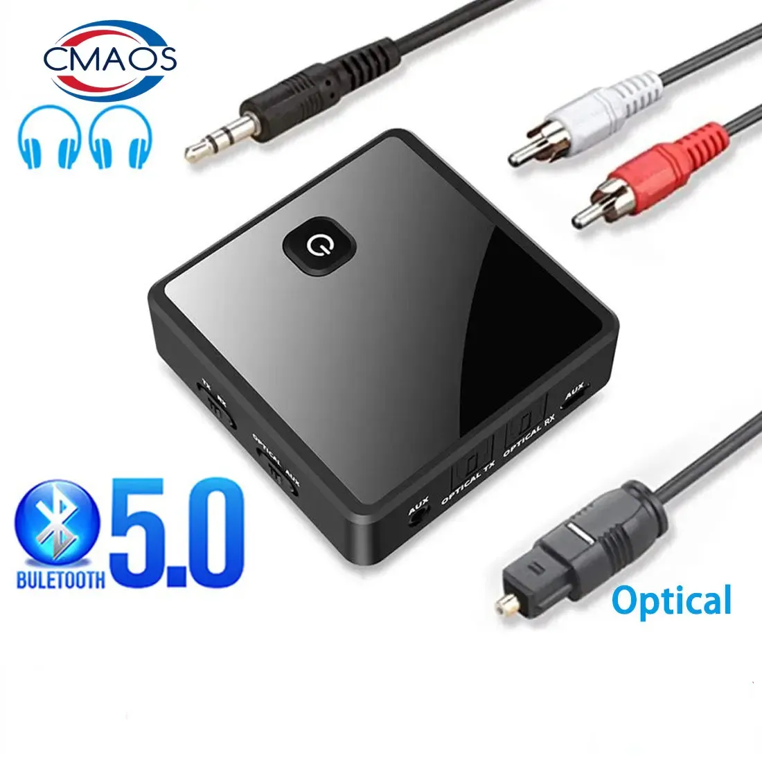 Динамики Bluetooth 5.0 приемник передатчика низкая задержка 3,5 мм Aux Jack Optical Stereo Music Беспроводная аудиоудиционная адаптер для компьютерного телевидения