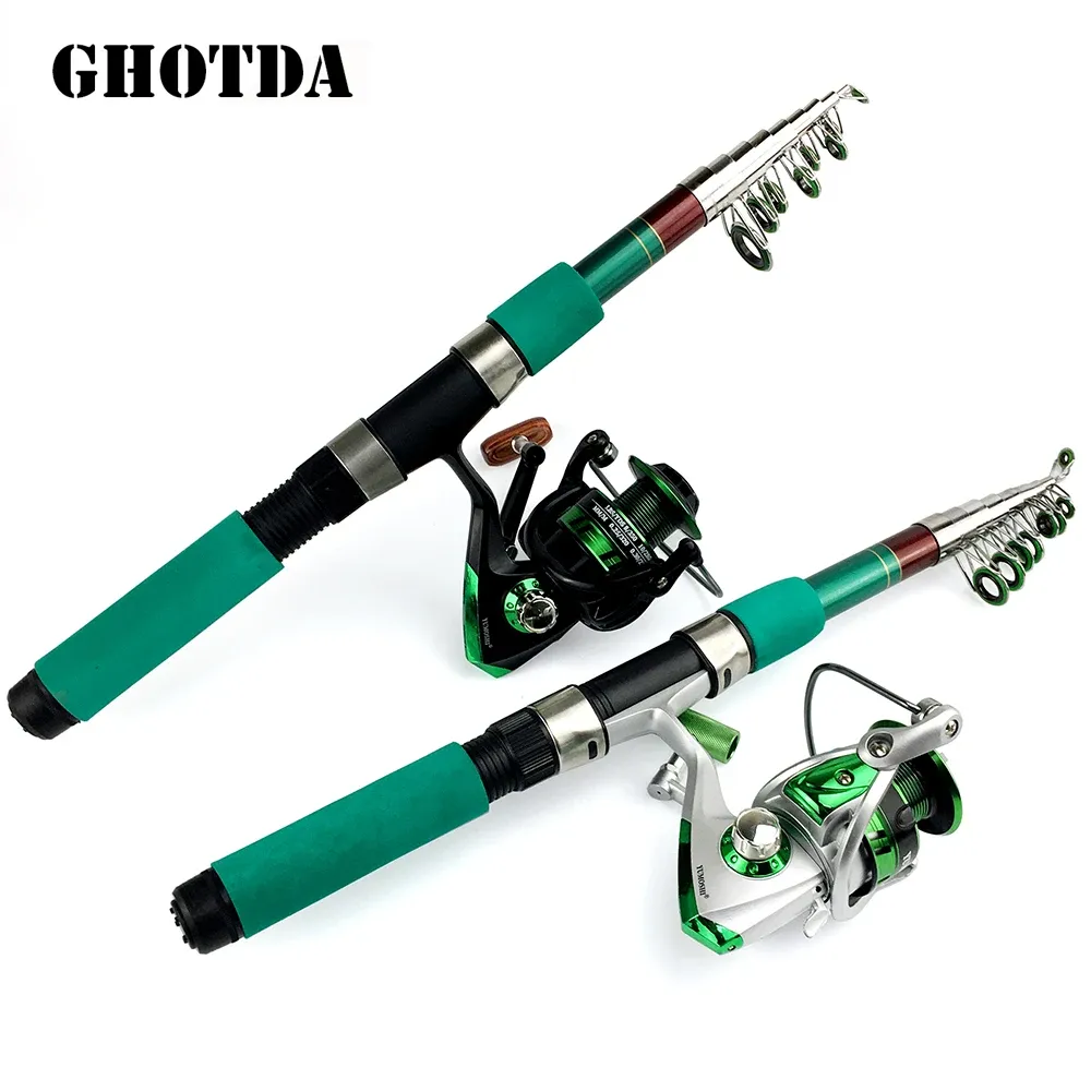 Accessories 1.83.6m Fishing Rod Reel Combo Telescopic Pole with 5.5:1 Coil Spinning Reels Metal Spool Brake Drag 6kg Fishing Accessories