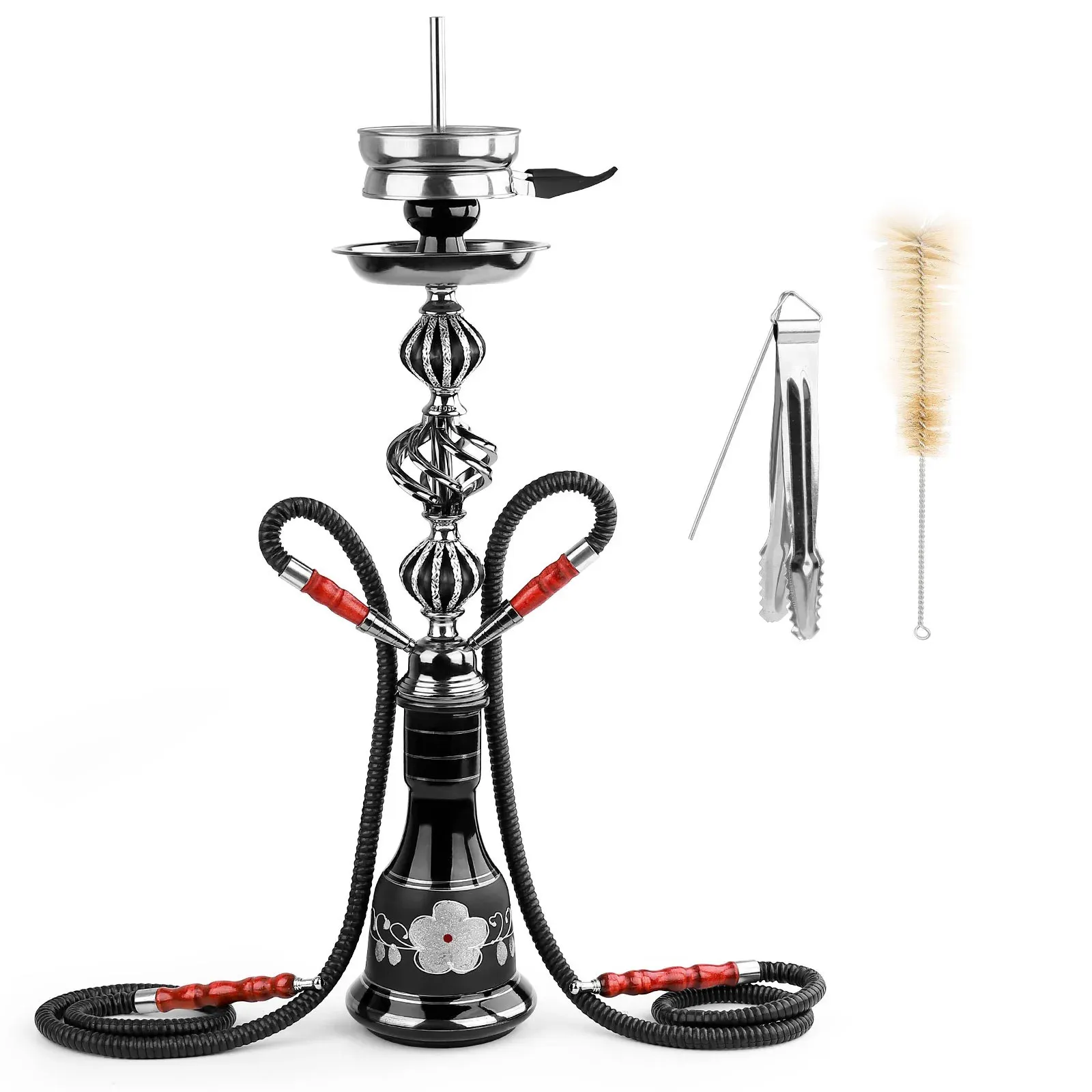 Dejaya 2 Hortumlar Cam Nargile Narguile Completo Shisha Boru Chicha Cachimba Pipa Sisha Fırça Kömür Tutucu Aksesuarlar Kulüp Partisi 240220