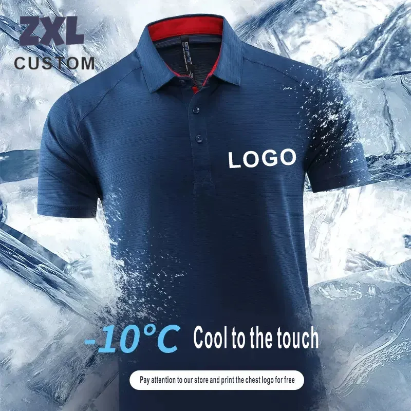 Camisa polo esportiva de secagem rápida, design personalizado, marca/impressão, bordado, lapela respirável, manga curta, tops S-4XL 240228