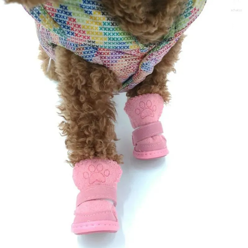 Dog Apparel S-XXL Winter Warm Shoes For Dogs 4Pcs/Set Cute Boots Snow Walking Cotton Blend Puppy Sneakers Pet Supplies