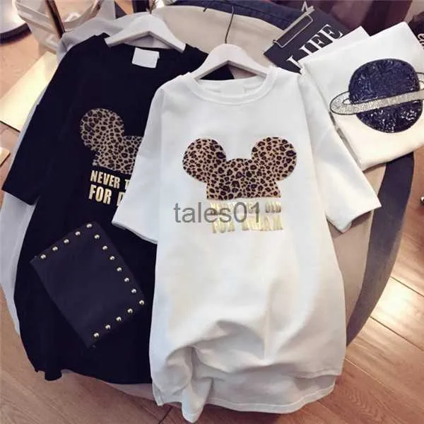 Basic Casual Dresses Women Designer T shirts Brand Dresses with Animal Lovely Mouse Fashion New Arrival Summer for Women Short Sleeve Long Tee M-XXL 240302