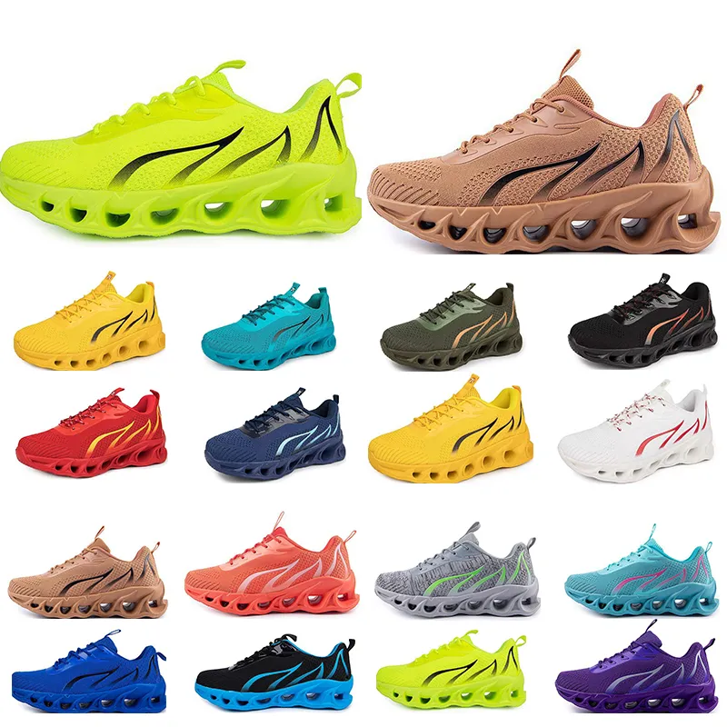 Men 2024Gai Flat Spring Running Shoes Shoes Soft Sole Bule Grey New Models Fashion Color Blocking Sports Big Size 171 93
