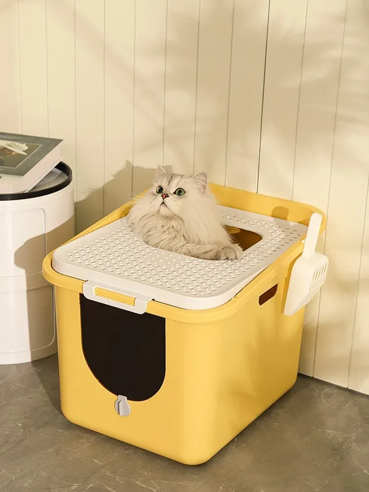 Boxes Fully enclosed cat litter basin, lid lift cat toilet, pet odor proof toilet, cat anti splashing and anti sanding large bedpan