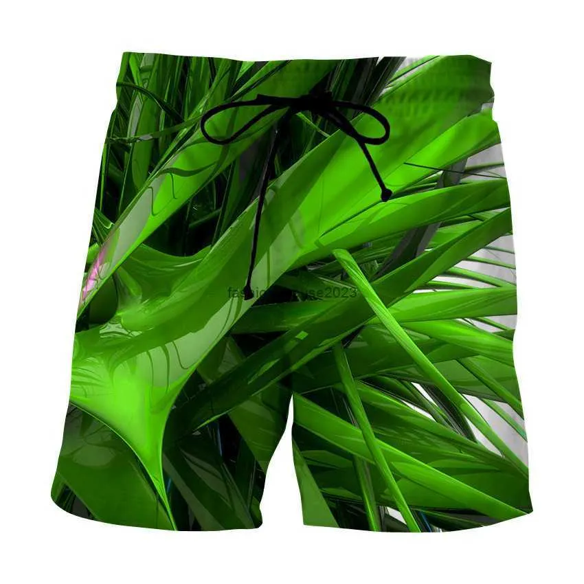 Geometric 3D digital printing beach pants mens loose large casual sports fashion shorts