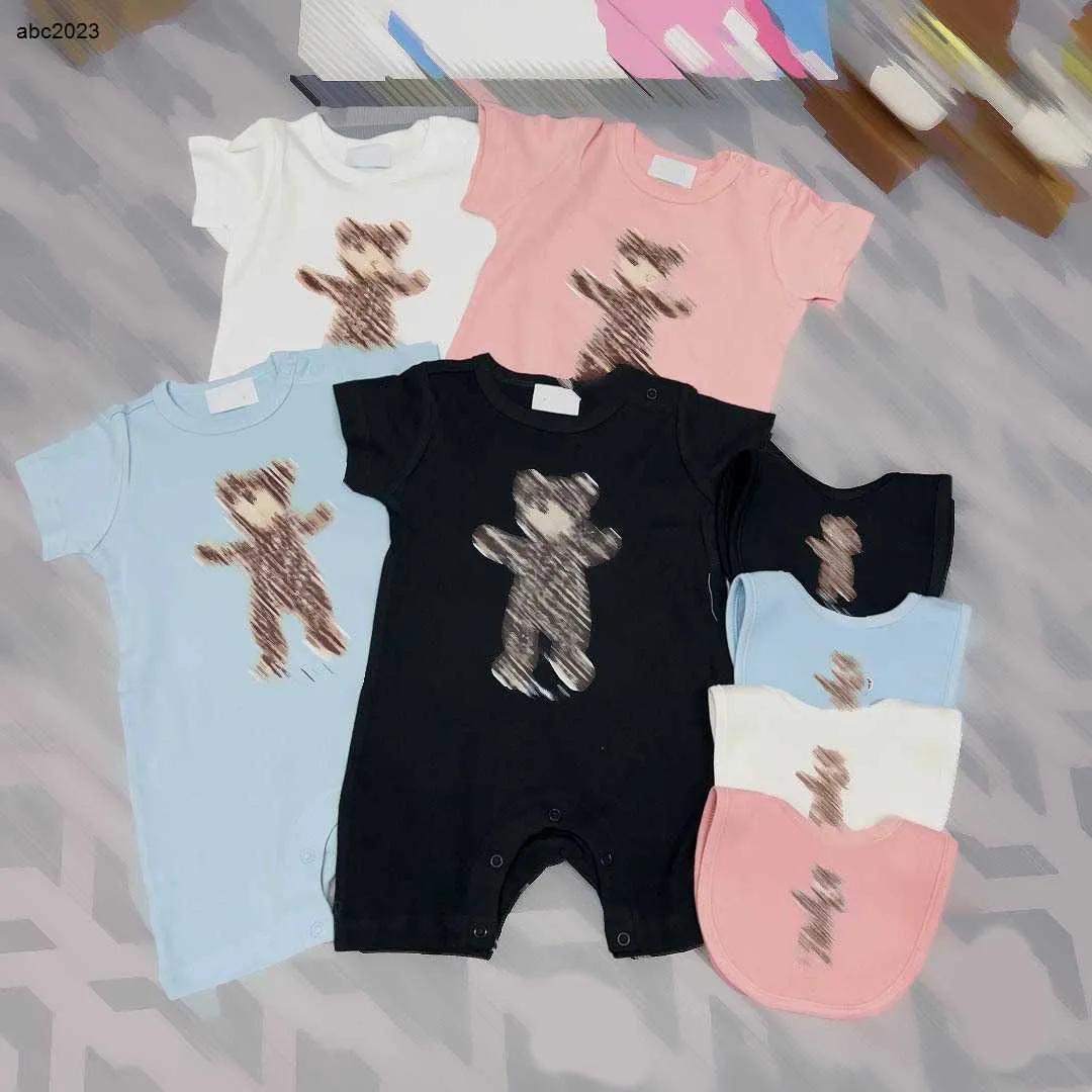 Klassiekers pasgeboren jumpsuits ontwerper peuter kleding maat 59-90 letter beer baby crawling pak baby cotton bodysuit en sjaal 24Feb20