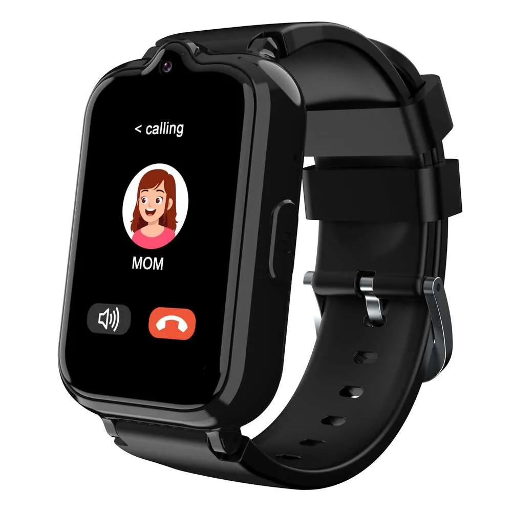 4G - Smart con videochiamate Orologio cellulare per bambini Ragazzi di età compresa tra 5 e 12 anni Scheda SIM Chiamata SOS Chat vocale Fotocamera Touch screen Localizzatore GPS per bambini (nero)