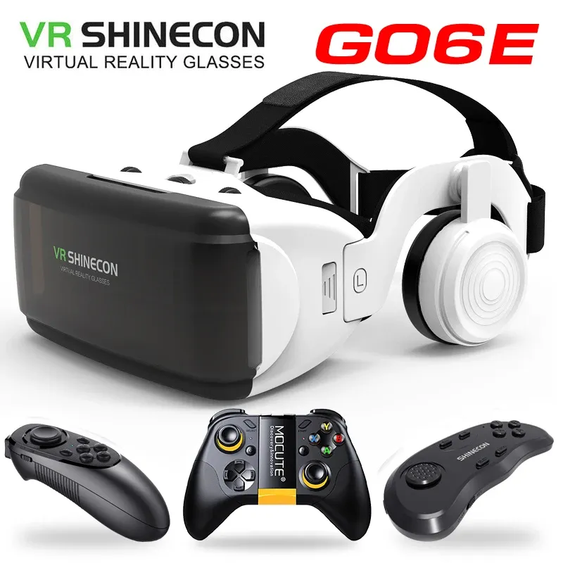 Glasögon Nya VR -glasögon Shinecon Pro Virtual Reality 3D VR Glasögon Goggle Cardboard Headset Virtuella glasögon för smarta telefoner iOS Android