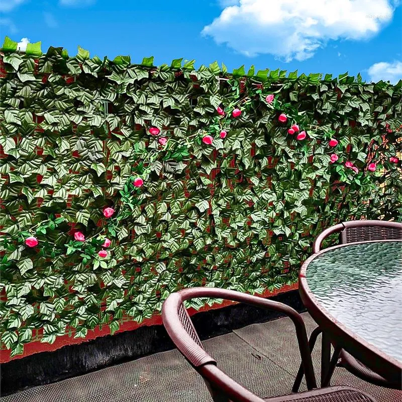 Decoratieve Bloemen Kunstmatige Privacy Hek Scherm Simulatie Klimopblad Heggen 0,5/1/3m Lange Panelen Binnen Buiten Tuin Balkon Decor