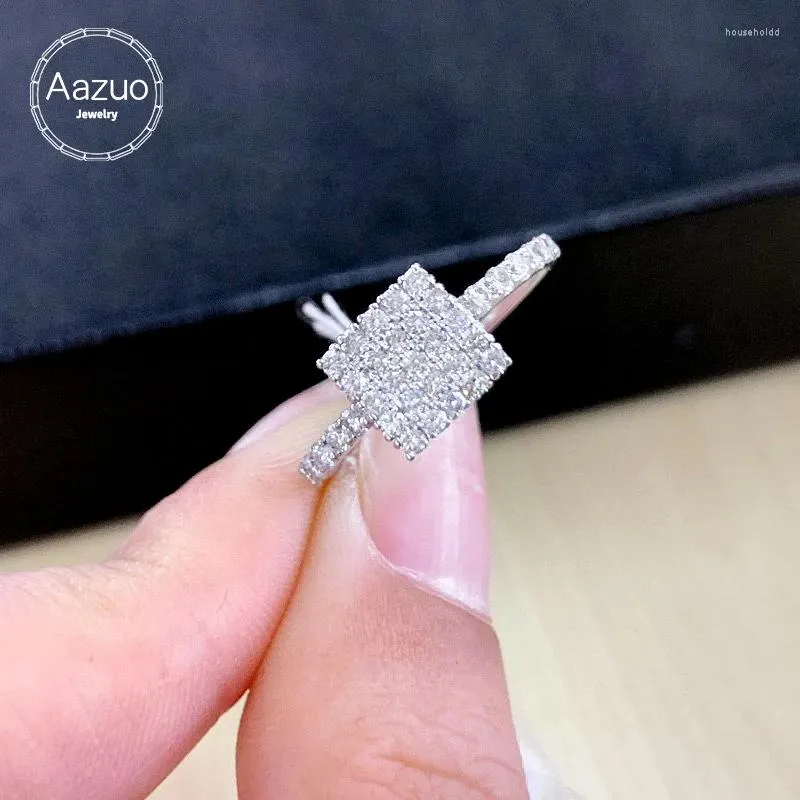 Кольца кластера Aazuo, ювелирные изделия, настоящее белое золото 18 карат, натуральные бриллианты, квадратное кольцо 0,52 карата, подарок для женщин, роскошная банкетная мода