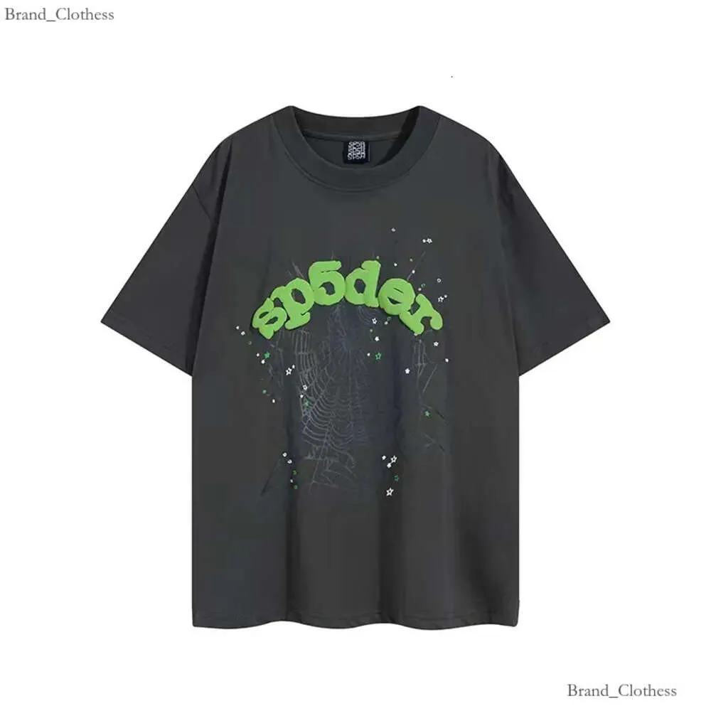 Aranha Camiseta Designer Camiseta Sp5der Camiseta Designer 555 Camisa Aranha Camisa 555 Sp5der Manga Curta Respirável Algodão Longo Bordado Letra Solta Verão 742