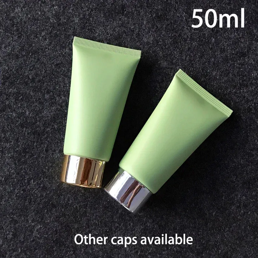 Bottles 50ml Plastic Squeeze Bottle Matte Green 50g Cosmetic Cream Facial Cleanser Container Toothpaste Lotion Soft Tube Free Shipping