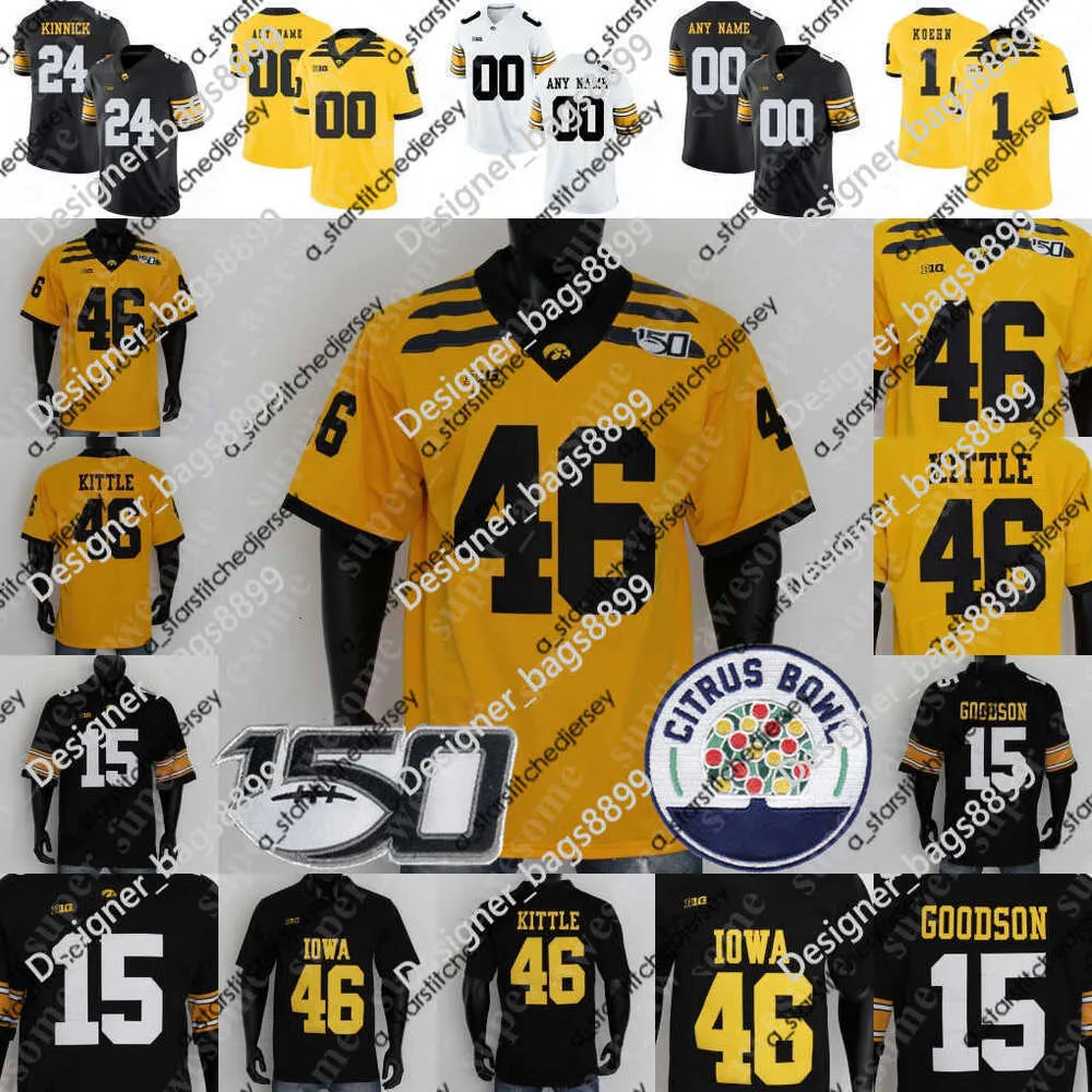 Maillots de football NCAA Iowa Hawkeyes Maillot de football Spencer Petras Jack Campbell Sam LaPorta Riley Moss Kaleb Johnson Seth Benson George Kittle Bob Sanders