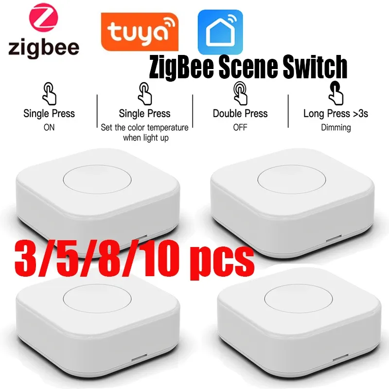 Control Tuya ZigBee interruptor de escena inteligente Mini interruptores inalámbricos enlace de escena múltiple botón de Control de un toque funciona con Zigbee Gateway