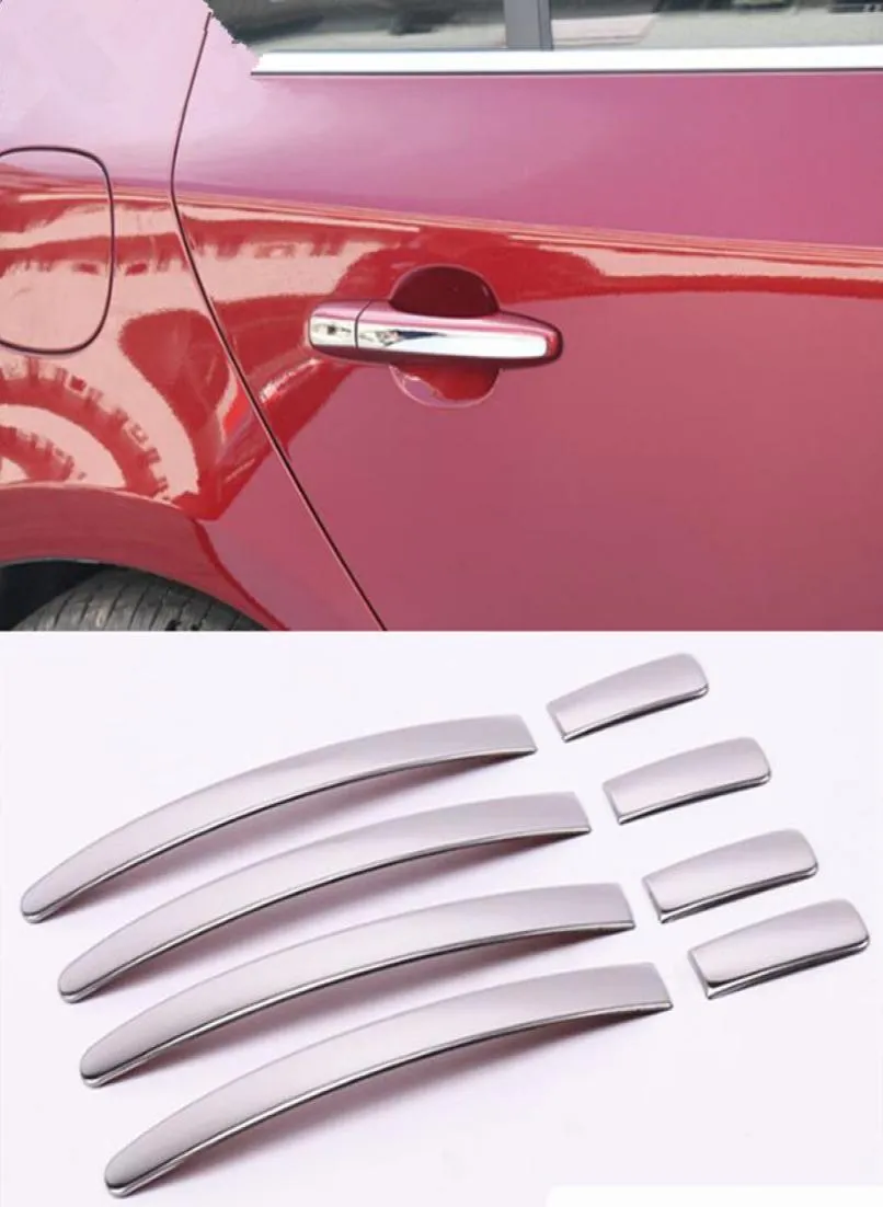 Zilveren Spiegel Buitendeur Handvat pailletten decoratie stickers voor S60 V60 V40 Stainessstaal Deurknop Trim Strips8705078