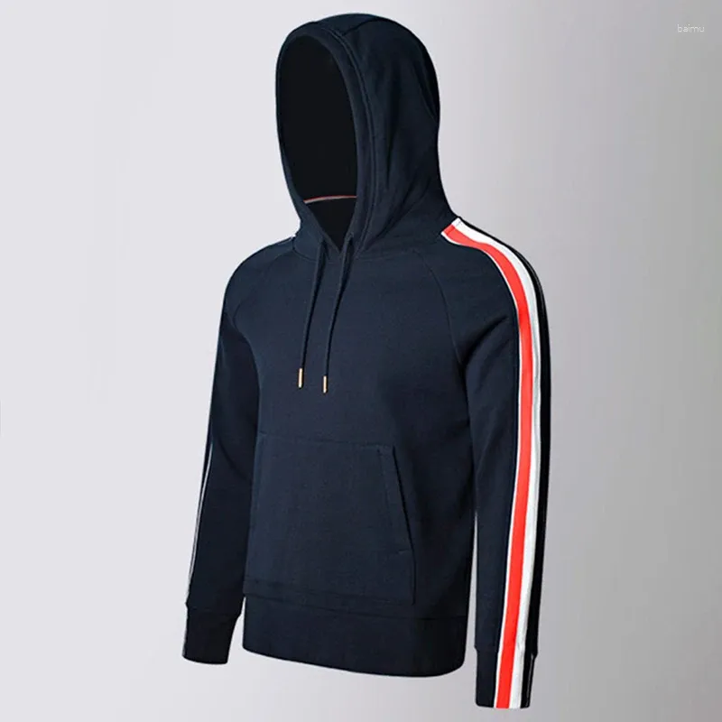 Sweats à capuche pour hommes Veste à manches d'épaule Design tissé tricolore Pulls à capuche Pur coton Tide Marque Unisexe Tendance Hauts à manches longues