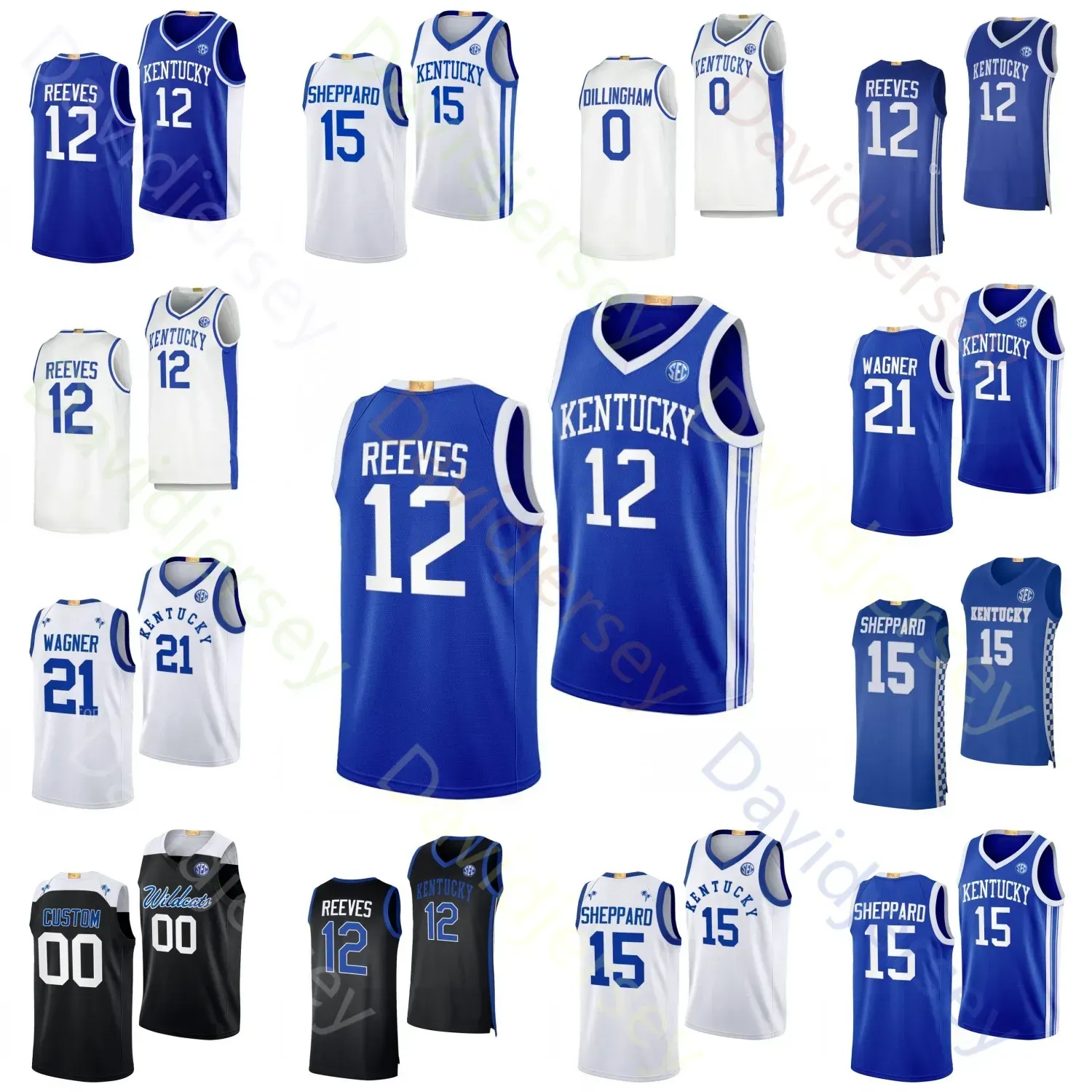 Kentucky Wildcats basketbalshirt NCAA College Antonio Reeves Rob Dillingham Tre Mitchell D.J.Wagner Reed Sheppard Justin Edwards Thiero Bradshaw Tshiebwe