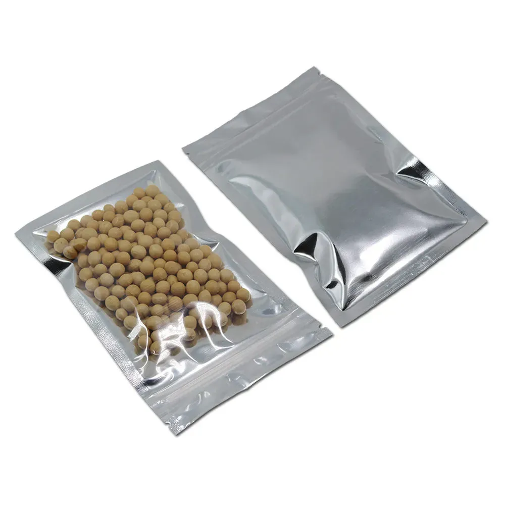 wholesale Aluminum Foil Clear Plastic Top Zipper Self Seal Pack Bag Resealable Mylar Foil Food Packaging Bag Pouches 20 Sizes ZZ