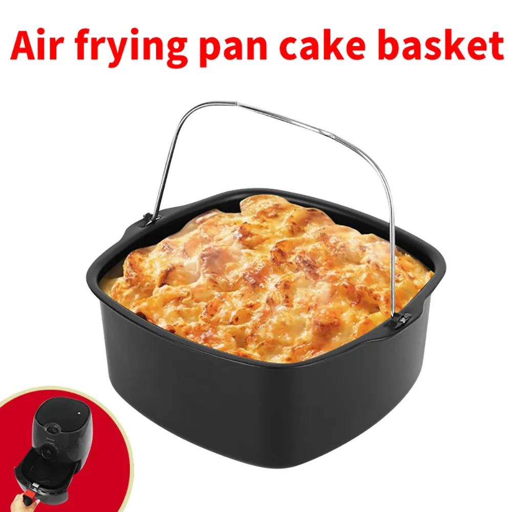 Vormen 7/8 inch anti -aanbak bakvormige lucht friteuse pot vierkante lade pan braadpizza cake mand bakware keuken bar kookaccessoires