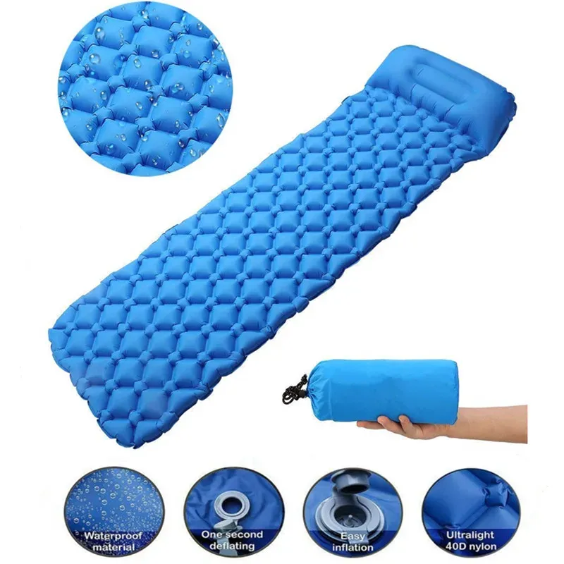 Tapis de couchage extérieur Iatable coussin d'air Iatable tapis de Camping avec oreiller matelas d'air coussin de couchage canapé Iatable