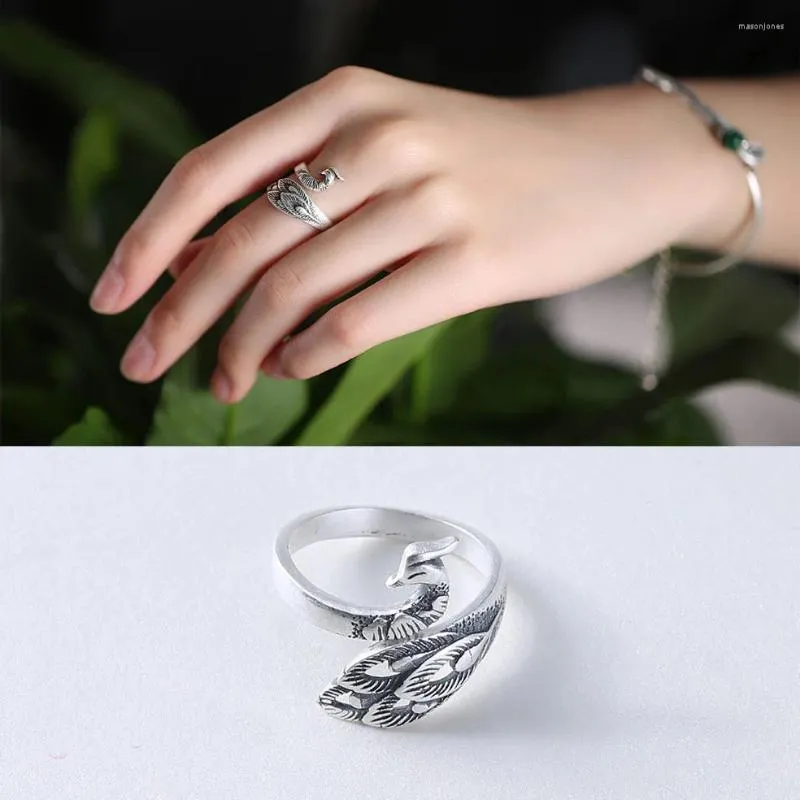 Hochzeit Ringe Original Design Böhmischen Retro Pfau Ring Für Frauen Mode Offenen Finger Weibliche Boho Schmuck