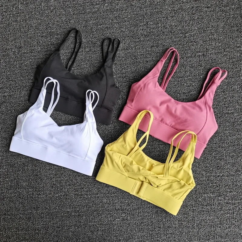 Outfits Sports Gym Underwear Women's Shockproof Gathered Yoga Bra Quick Drying Shaping Uback Running Training Fiess Vest Summer