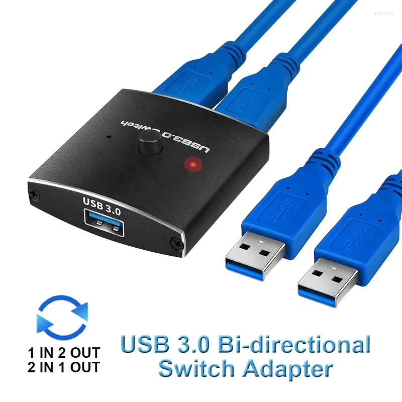 Cabos de computador USB 3.0 Switch Selector KVM 5Gbps 2 em 1 Out Two-Way Sharer para impressora teclado mouse compartilhamento