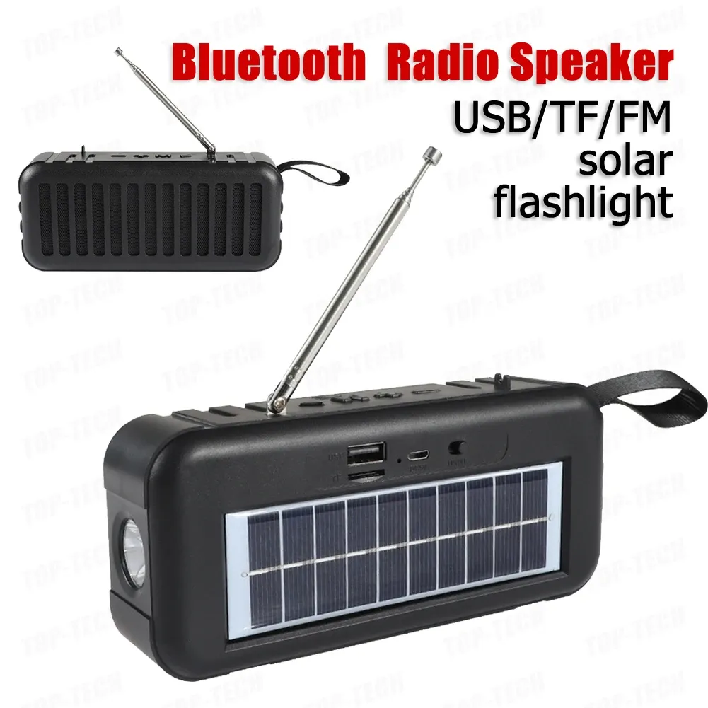 Radiohandhållen Radio FM Bluetooth 5.0 Solenergin PRODIE Radio LED -ficklampa USB TF med Telescopic Antenna Radiomottagare