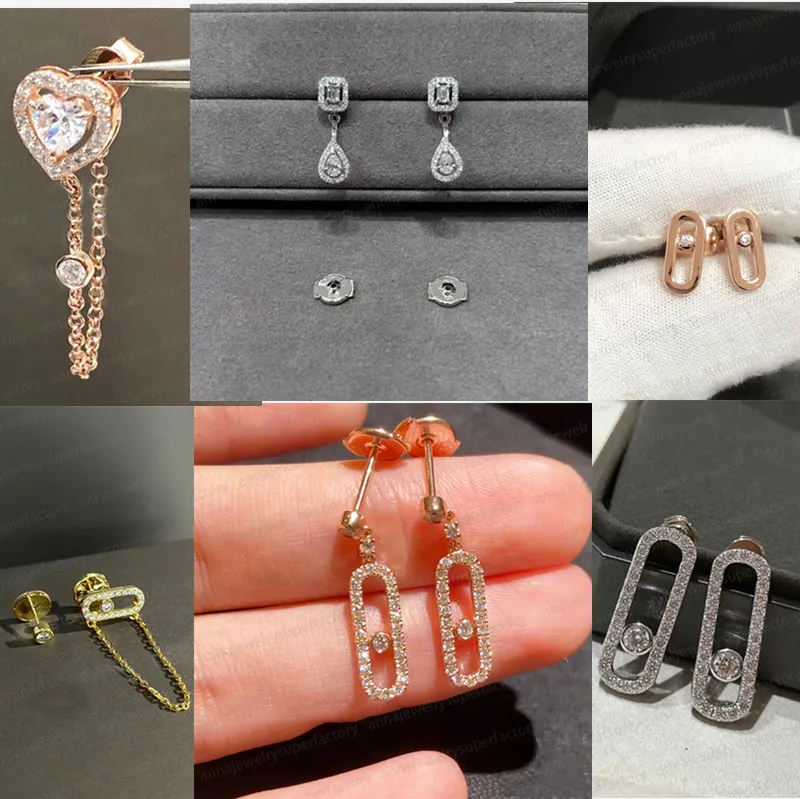 Boucles d'oreilles et boucles d'oreilles de haute qualité pour la Saint-Valentin pour femmes, série Messikas, boucles d'oreilles asymétriques coulissantes à diamant unique, bijoux cadeau pour femme