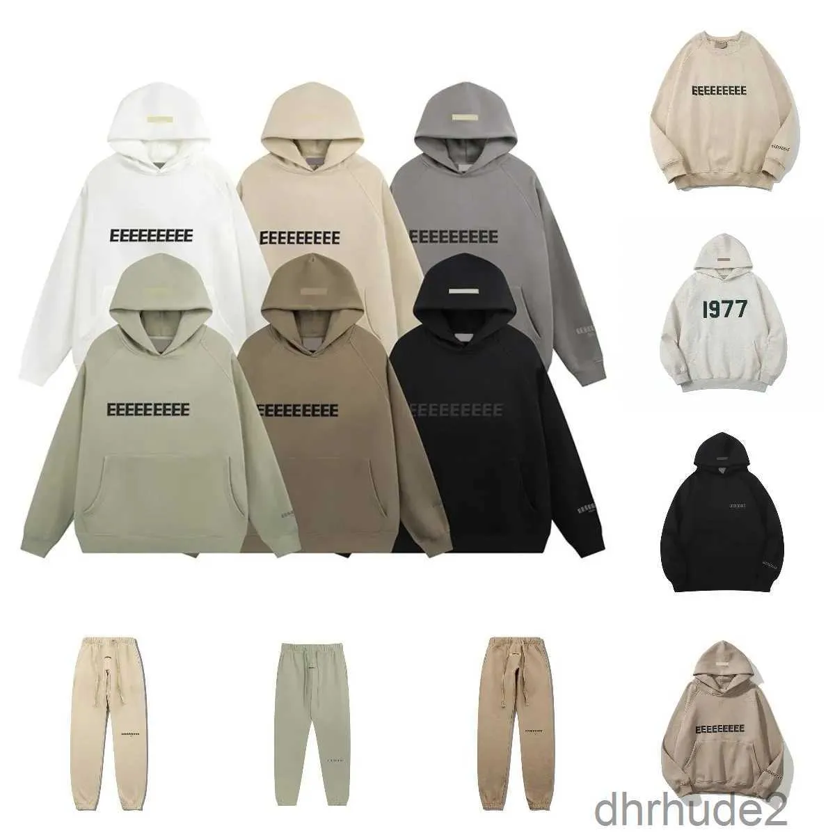 Sweat à capuche Hommes Femmes Designers Sweats à capuche Hiver Homme pour femme Classique Noir Blanc 1977 7 Essentialhoodies Essentialclothing Set Vêtements Sweatshirts SI6E M QUV0