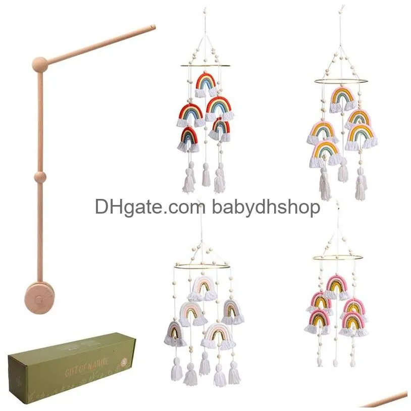 Rasseln Mobiles Bite Bites Baby Holz Bett Glocke Spielzeug Krippe Halterung für geborene Kleinkinder Regenbogen Zimmer Hängen Dekor Zubehör 230220 Dr Dh904