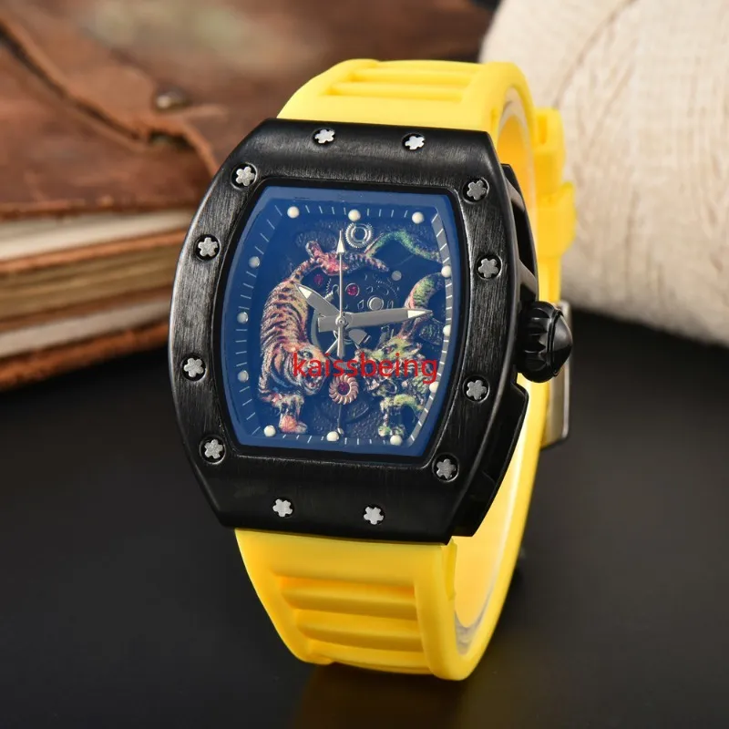 2024 New Fashion Multi-function Automatic 3-pin Men's Top Luxury AAA Men's Watch Luminous Dragon Tiger Diamond Pattern DES