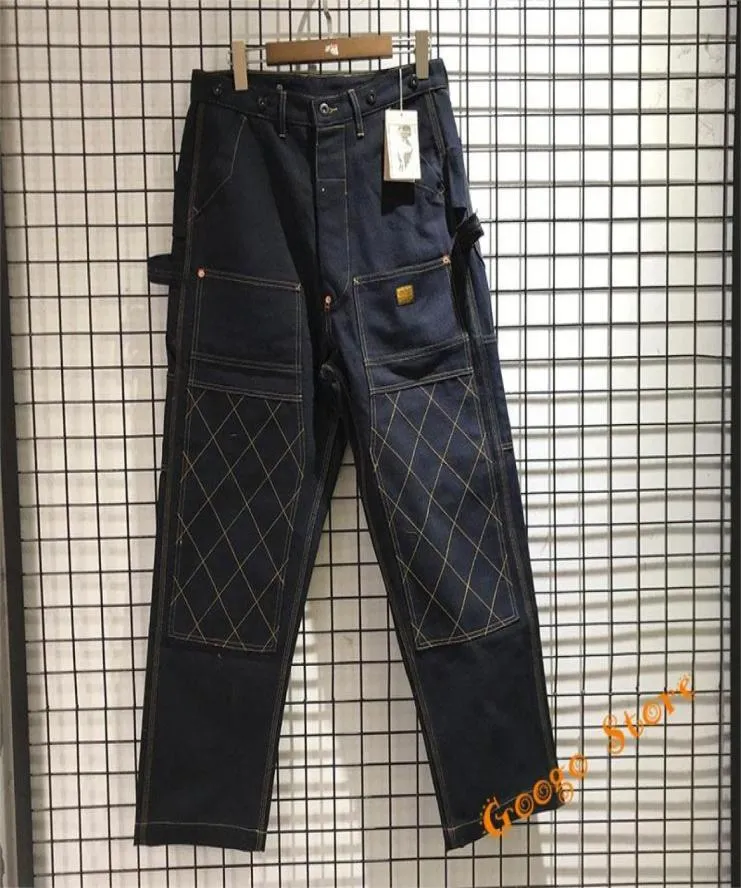 Men039s Spodnie ciężkie tkaniny płótno wielokrotnie wielokrotne Kapital Mężczyźni Kobiety Wysokiej jakości spodni Multiline Black Morecot Pantsmen0393252408