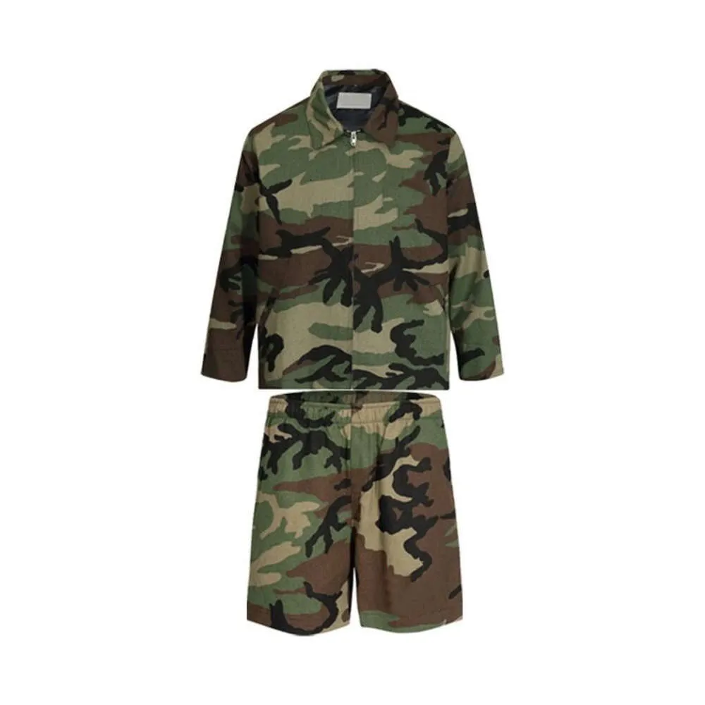 Designer Men Camouflage High Street Shorts Set For Men Summer Spring Jacket Beige Black Army Green Jacket Set FZ24030202