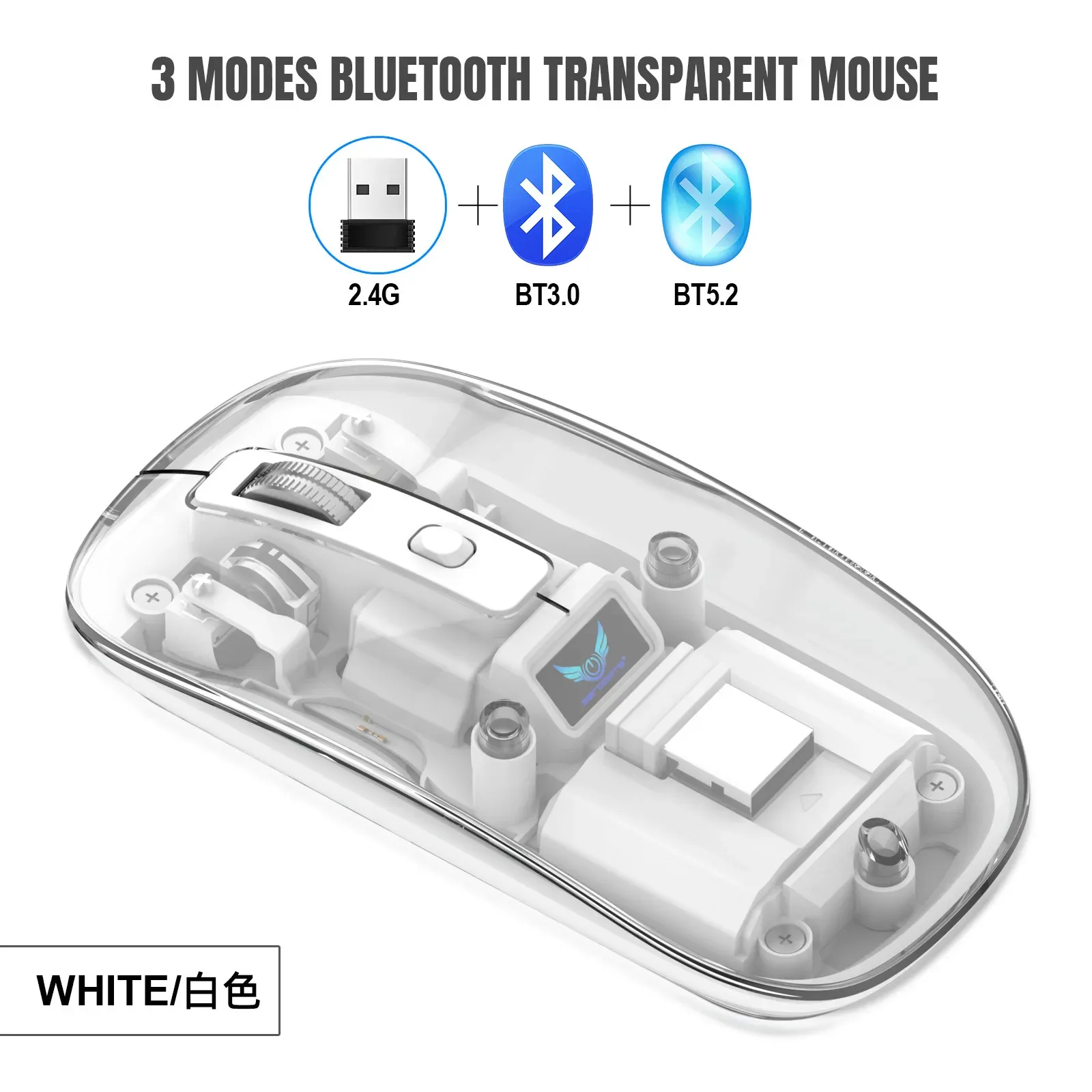 Mice Wireless Bluetooth Mouse Portable Rechargeable Transparent MouseFor Laptop IPad Tablet Notebook Mobile Phone Office Gaming Mouse