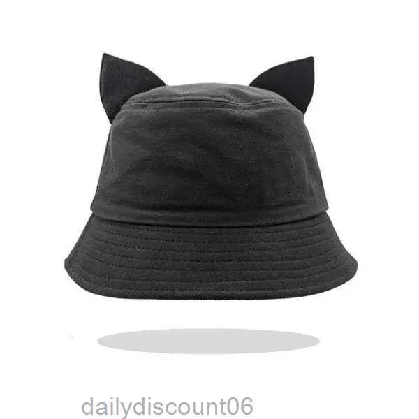 Beanieskull Offss Caps Mode Mignon avec des oreilles de chats cuits à la vapeur en forme de pain Streamer Bucket Hat Mens Summer Sunscreen Polyvalent Casual Basin Sun CartoonS8TX UJ0