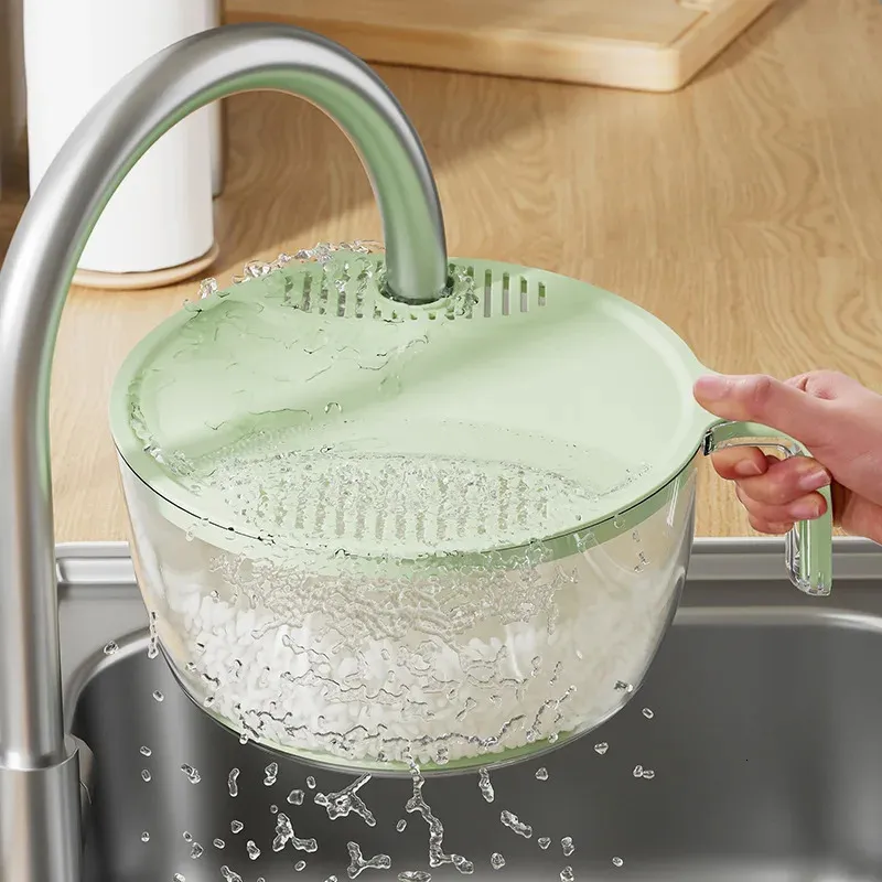 Multifunktionell Fabulous Rice Washing Gadget Drain Basket Kök Vegetabiliskt bassäng Vattenfilter Taobao Dish Bower Ris 240227