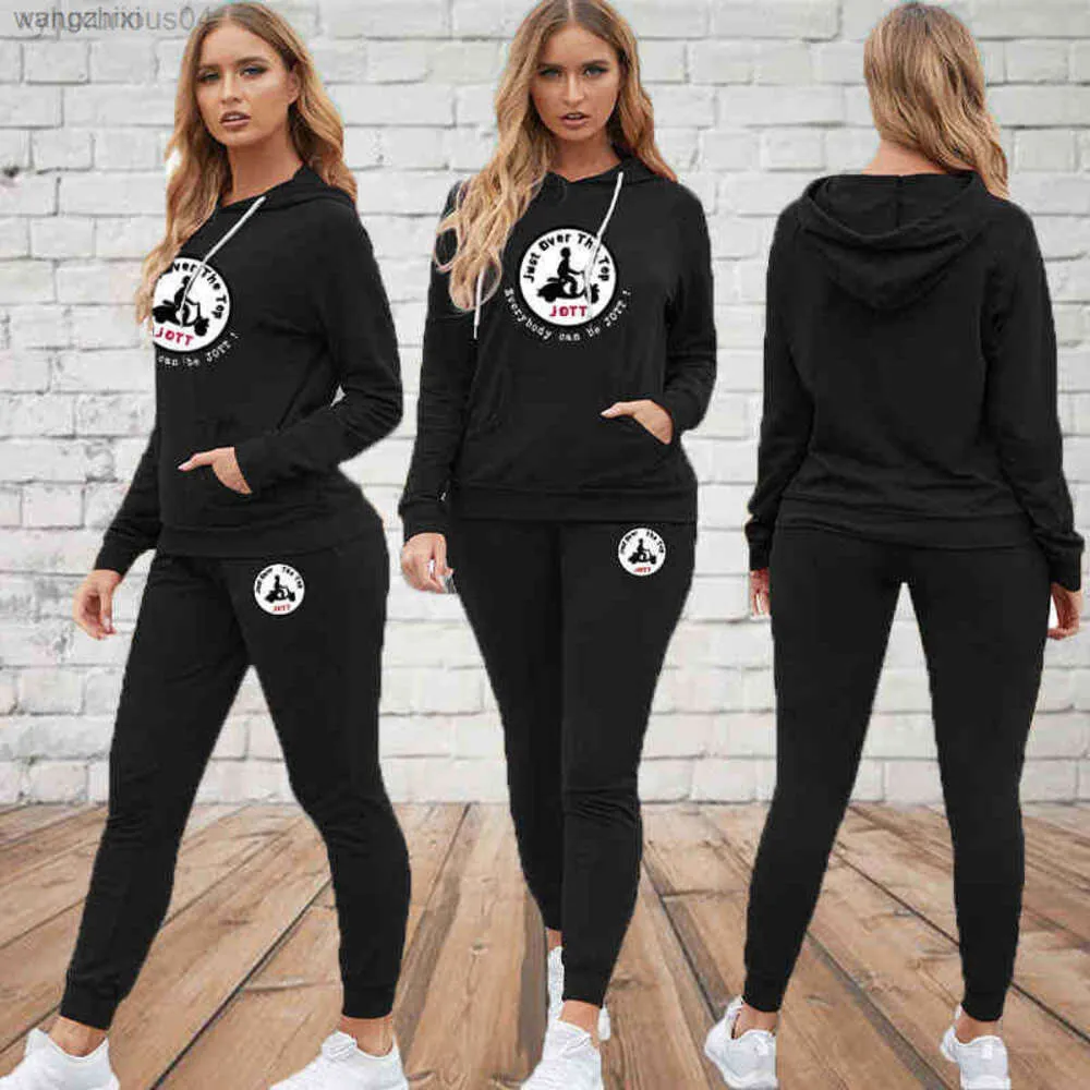 Hoodie Ontwerpers 2024 Herfst Jott Gedrukt Trainingspak Met Lange Mouwen Mode Effen Kleur Trui En Joggingbroek Damespak