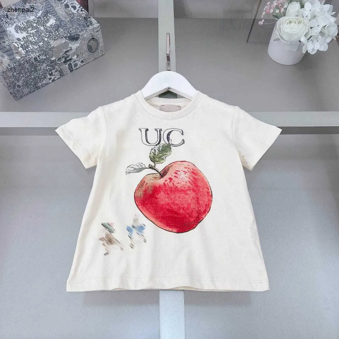 Luxo bebê t camisas vermelho maçã padrão algodão meninas meninos manga curta tamanho 90-160 cm designer crianças roupas de verão criança tees 24feb20