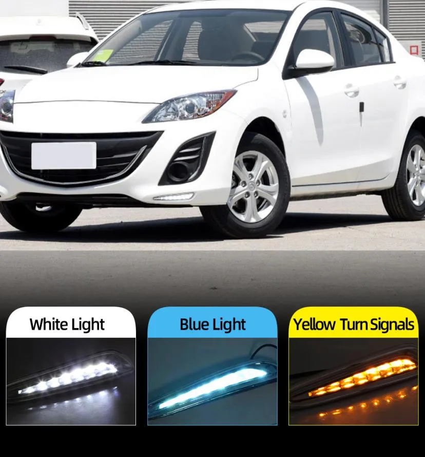 2st DRL för Mazda 3 Mazda3 Axela 2010 2011 2012 2013 Daysing Lights Fog Lamp Yellow Turn Signal 12v Daylight5962512