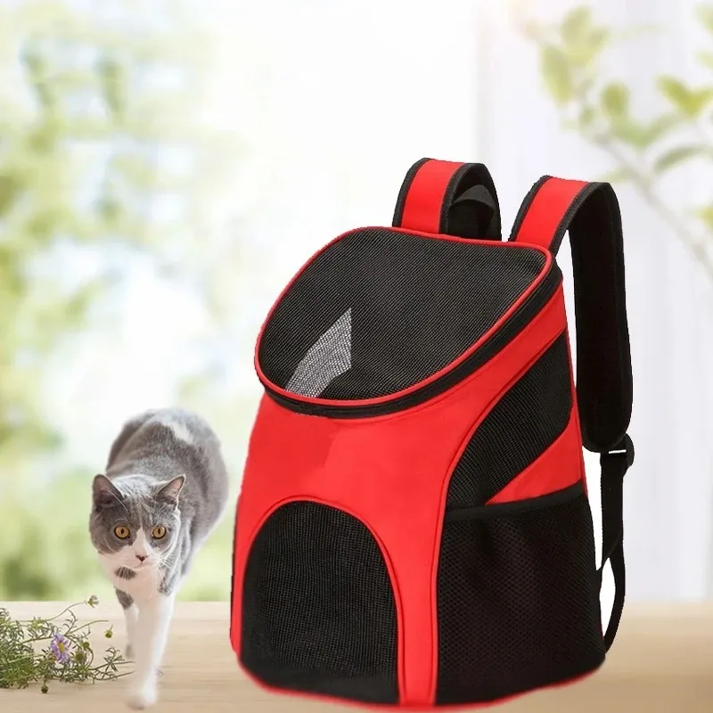 Bolsas Backpack portátil de ombro duplo dobrável Backpack de malha de gato de gato respirável para cães para cães de estimação pacote de bolsa de transporte ao ar livre