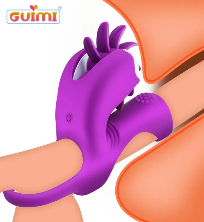 Vibrerende Penisring Rotatie Erotische Tong Orale Likken Vibrator Clitoris Stimulator Speeltjes voor Koppels Mannen Adult Sex Shop CX209970194