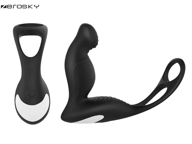 Zerosky USB Opgeladen 9 Snelheden Draadloze Vibrerende Mannelijke Prostaat Massager Butt Plug Pspot Cockring Speeltjes voor Mannen Y18928032855064