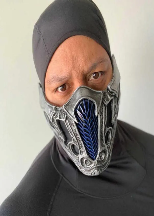 2021 Mortal Kombat SubZero Scorpion Maschere Cosplay PVC Mezza faccia Halloween Gioco di ruolo Costume Puntelli X08034236589