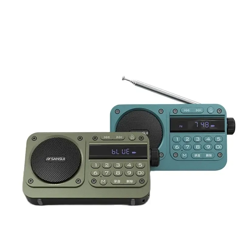 Luidsprekers Portable FM Radio Mini FM Radios Receiver Outdoor Bluetooth Speaker TF/USB/Hoofdtelefoon Mp3 Music Player Recorder voor Elder Gift