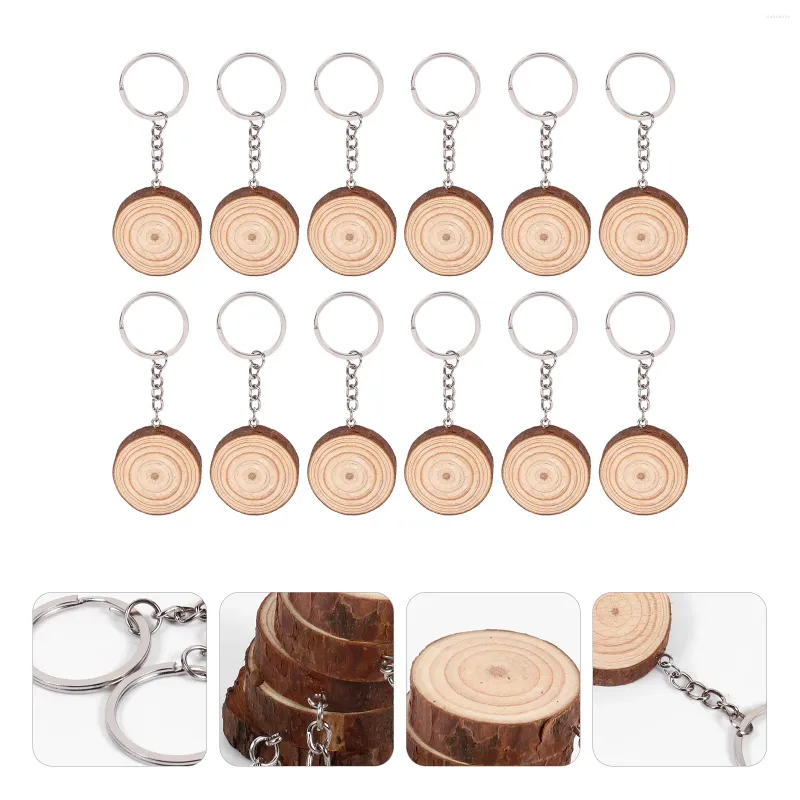 Llaveros 12 piezas Durable decorativo ligero llavero anillo llavero de madera para niños mujeres hombres